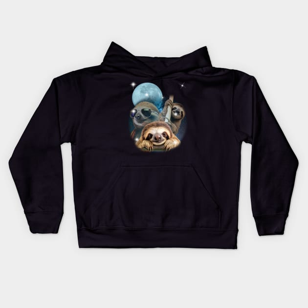 Sloths in Outer Space Kids Hoodie by susanne.haewss@googlemail.com